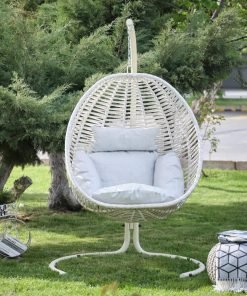 Rosso S Outdoor Swing Chair With Stand - Cream/Flora Cream