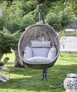 Rosso S Outdoor Swing Chair With Stand - Anthrachite/Flora Grey