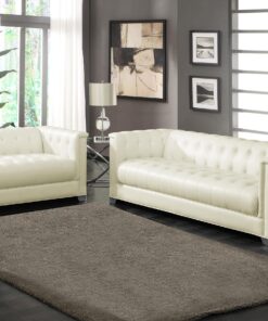 Chaviano 2-piece Upholstered Tufted Sofa Set Pearl White