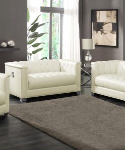 Chaviano 3-piece Upholstered Tufted Sofa Set Pearl White