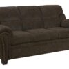 Clementine Upholstered Sofa with Nailhead Trim Brown