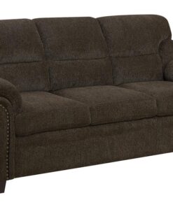 Clementine Upholstered Sofa with Nailhead Trim Brown