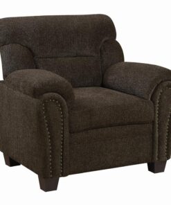 Clementine Upholstered Chair with Nailhead Trim Brown