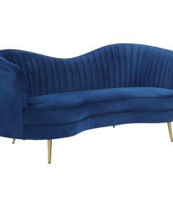 Sophia Upholstered Camel Back Loveseat Blue