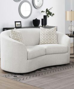 Rainn Upholstered Tight Back Loveseat Latte