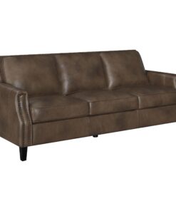 Leaton Upholstered Recessed Arms Sofa Brown Sugar