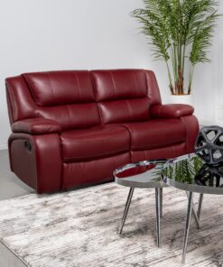 Camila Upholstered Motion Reclining Loveseat Red Faux Leather