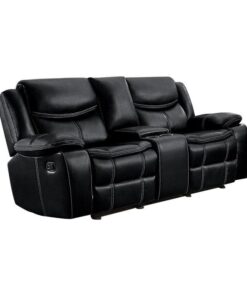 Bastrop Double Glider Reclining Loveseat With Center Console 8230Blk-2 | Homelegance