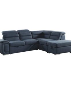 Platina 3-Piece Sectional With Pull-Out Bed And Storage Ottoman In Blue 8277Nbu* | Homelegance