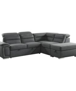 Platina 3-Piece Sectional With Pull-Out Bed And Storage Ottoman In Gray 8277Ngy* | Homelegance