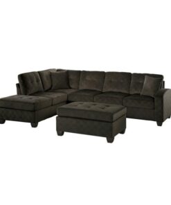 Emilio 3-Piece Reversible Sectional With Ottoman In Chocolate 8367Ch*3 | Homelegance