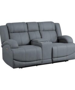 Camryn Power Double Reclining Loveseat With Center Console In Graphite Blue 9207Gpb-2Pw | Homelegance