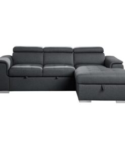 Berel 2-Piece Sectional With Pull-Out Bed And Adjustable Headrests In Charcoal 9355Cc*22Lrc | Homelegance