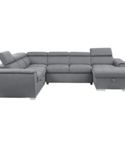 Berel 4-Piece Sectional With Pull-Out Bed And Adjustable Headrests In Gray 9355Gy*42Lrc | Homelegance