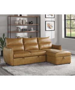 Delara 2-Piece Reversible Sectional With Pull-Out Bed And Hidden Storage In Brown 9358Sd*Sc | Homelegance