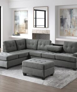 Dunstan 3-Piece Reversible Sectional With Ottoman In Dark Gray 9367Dg*Sc-4 | Homelegance