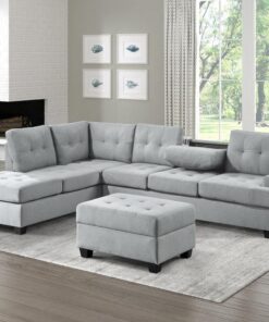Dunstan 3-Piece Reversible Sectional With Ottoman In Light Gray 9367Gy*Sc-4 | Homelegance