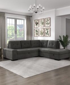 Brooklyn 2-Piece Sectional With Right Chaise In Dark Gray 9390Dg*22Lrc | Homelegance