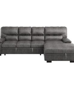 Michigan 2-Piece Sectional With Pull-Out Bed And Right Chaise With Hidden Storage In Dark Gray 9407Dg*2Rc3L | Homelegance
