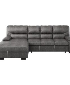 Michigan 2-Piece Sectional With Pull-Out Bed And Left Chaise With Hidden Storage In Dark Gray 9407Dg*2Lc3R | Homelegance