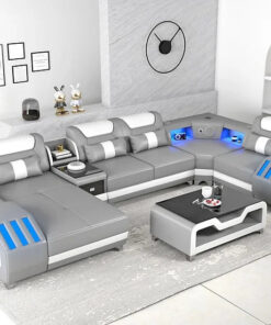 E-18 Light Grey & White Sectional Set